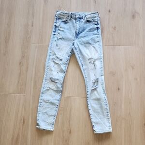 Express Light Blue Distressed Skinny Jeans